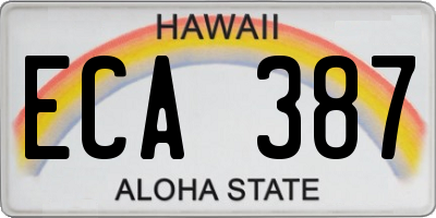 HI license plate ECA387