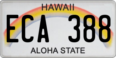 HI license plate ECA388