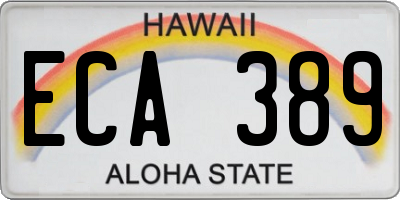 HI license plate ECA389