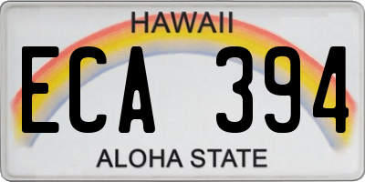 HI license plate ECA394