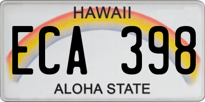 HI license plate ECA398