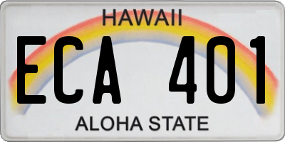 HI license plate ECA401