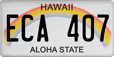 HI license plate ECA407