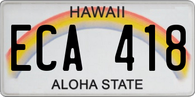 HI license plate ECA418