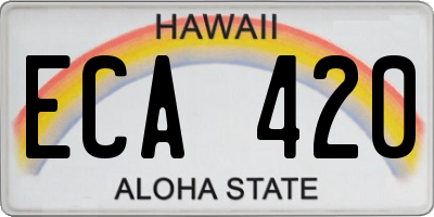 HI license plate ECA420