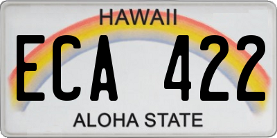 HI license plate ECA422