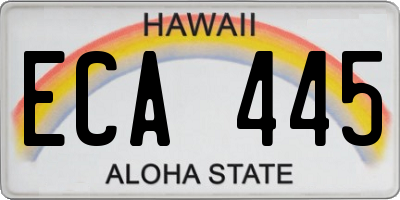 HI license plate ECA445