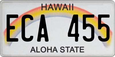 HI license plate ECA455