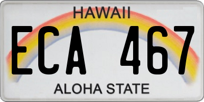 HI license plate ECA467
