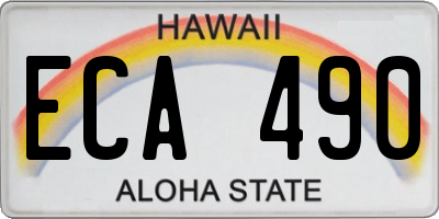 HI license plate ECA490