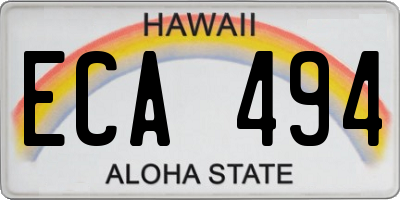HI license plate ECA494