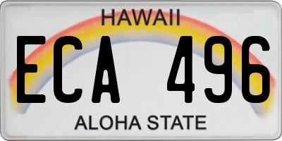 HI license plate ECA496