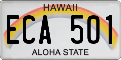 HI license plate ECA501