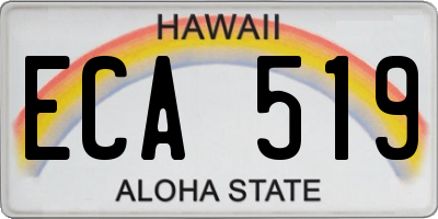 HI license plate ECA519
