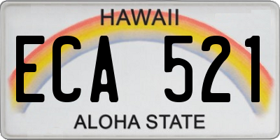 HI license plate ECA521