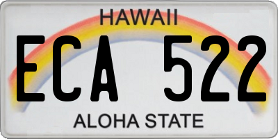 HI license plate ECA522