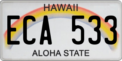 HI license plate ECA533