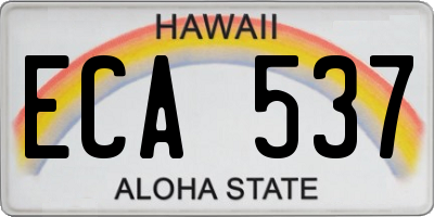 HI license plate ECA537