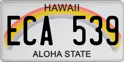 HI license plate ECA539