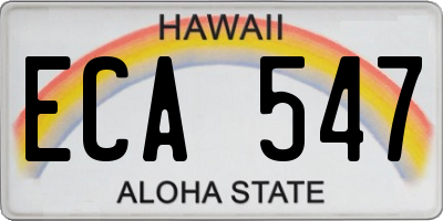HI license plate ECA547
