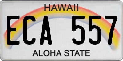 HI license plate ECA557