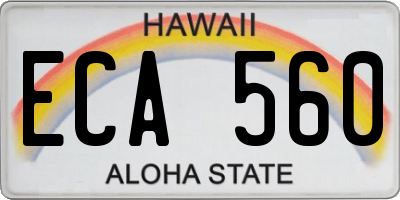 HI license plate ECA560