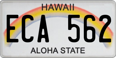 HI license plate ECA562