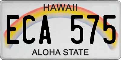 HI license plate ECA575