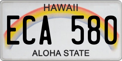 HI license plate ECA580