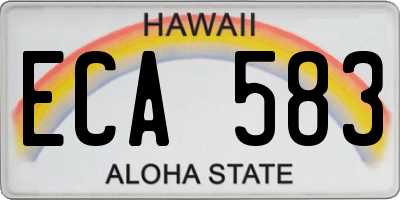 HI license plate ECA583