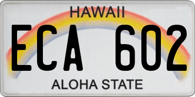 HI license plate ECA602