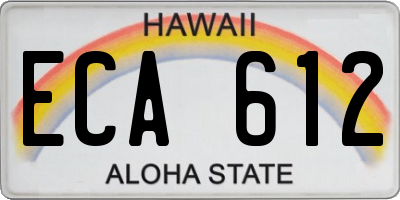 HI license plate ECA612