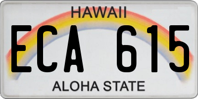 HI license plate ECA615