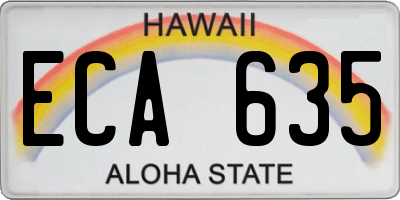 HI license plate ECA635