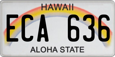HI license plate ECA636