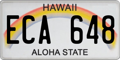 HI license plate ECA648