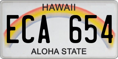 HI license plate ECA654