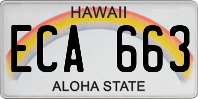 HI license plate ECA663