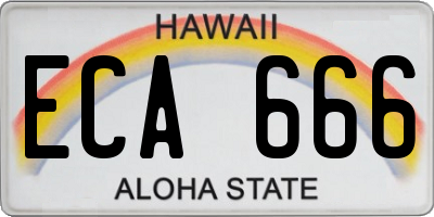 HI license plate ECA666