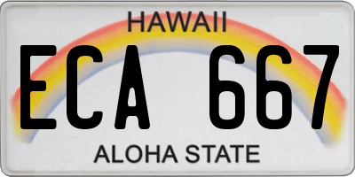 HI license plate ECA667