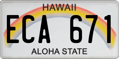 HI license plate ECA671