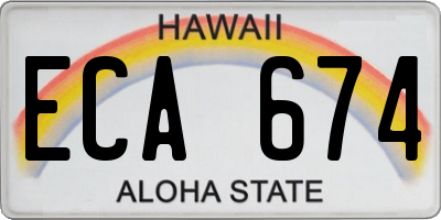 HI license plate ECA674