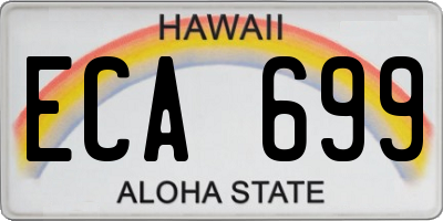 HI license plate ECA699