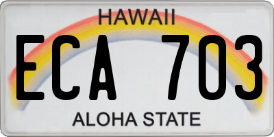 HI license plate ECA703