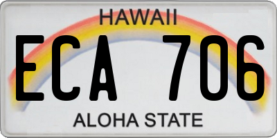 HI license plate ECA706