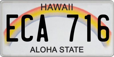 HI license plate ECA716
