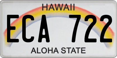 HI license plate ECA722