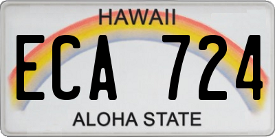 HI license plate ECA724