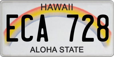 HI license plate ECA728