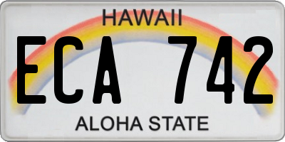 HI license plate ECA742
